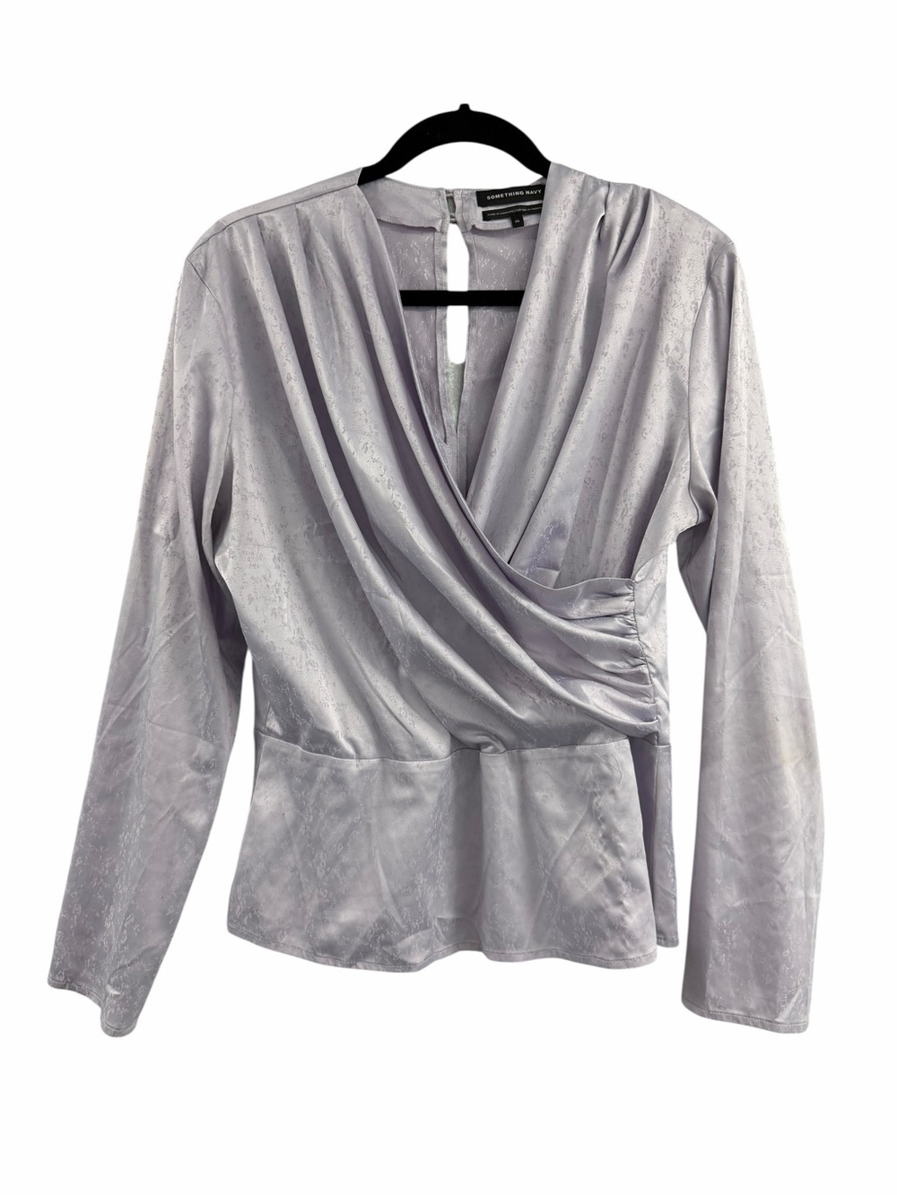 Something Navy Light Lavender Wrap-Style Blouse size medium